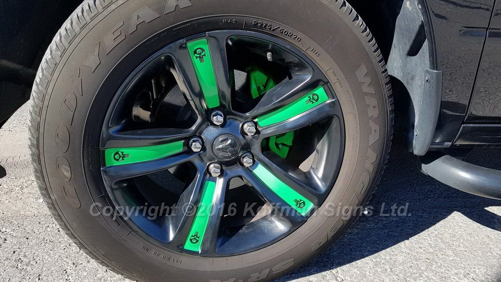 Custom vinyl insert for these Dodge Ram wheels